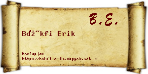 Bökfi Erik névjegykártya